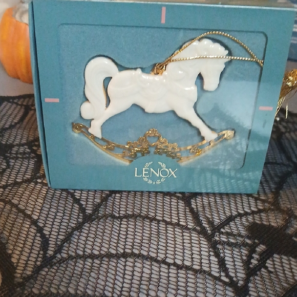 Lenox White and Gold Rocking Horse Ornament - Picture 1 of 2